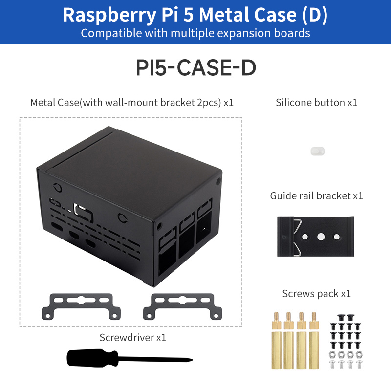 Pi 5 Case - Custodia in metallo per Raspberry Pi